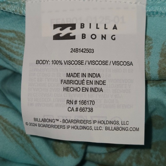 Billabong Womens Turquoise Blue Floral Viscose Maxi Skirt Elastic Waist Large - Picture 10 of 10